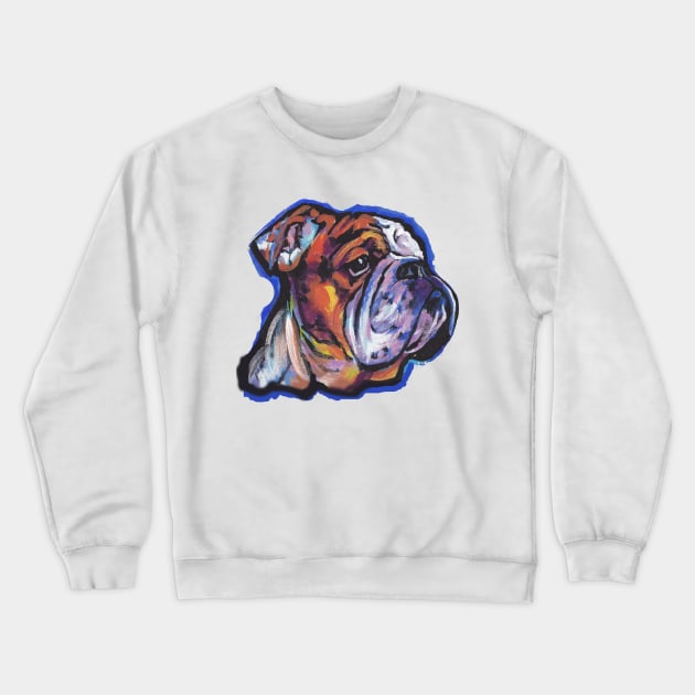 English Bulldog Dog Bright colorful pop dog art Crewneck Sweatshirt by bentnotbroken11